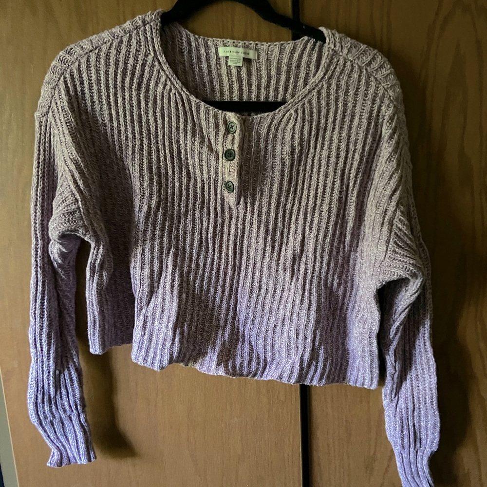Soft AE purple/pink button sweater